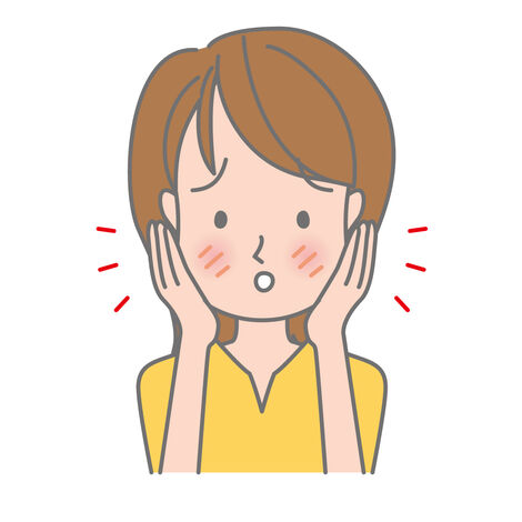 顔のむくみが気になる女性のイラスト