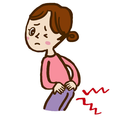 お尻が痛い女性のイラスト