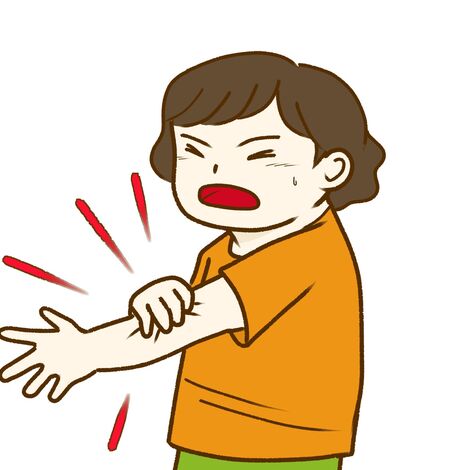 腕が痛い女性のイラスト