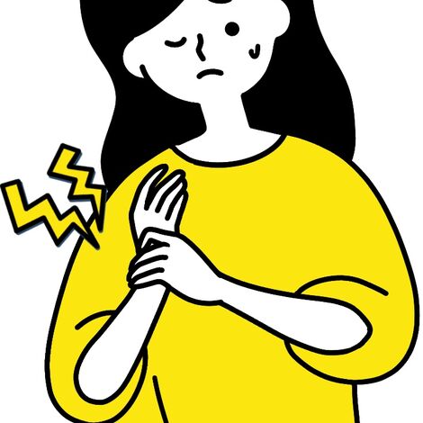 手首が痛い女性のイラスト