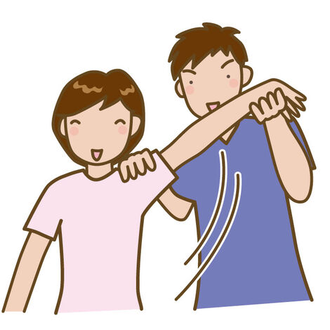 肩の治療を受ける女性のイラスト