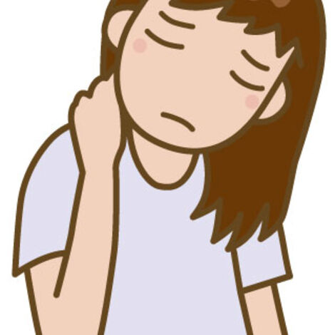 首が痛い女性のイラスト