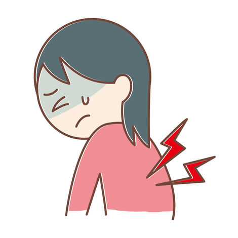 背中が痛い女性のイラスト