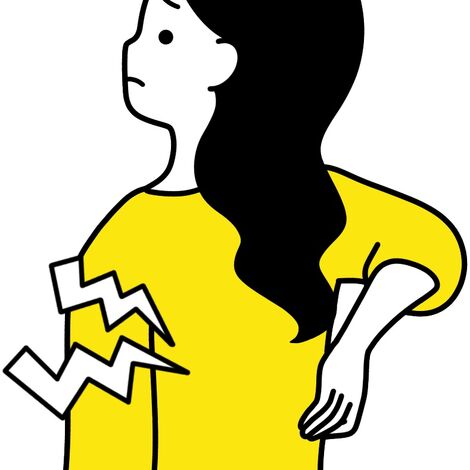 背中が痛い女性のイラスト